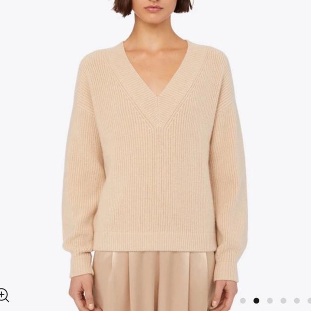 NWT $498 Tory Burch Oversized V Neck Oatmeal Sweater